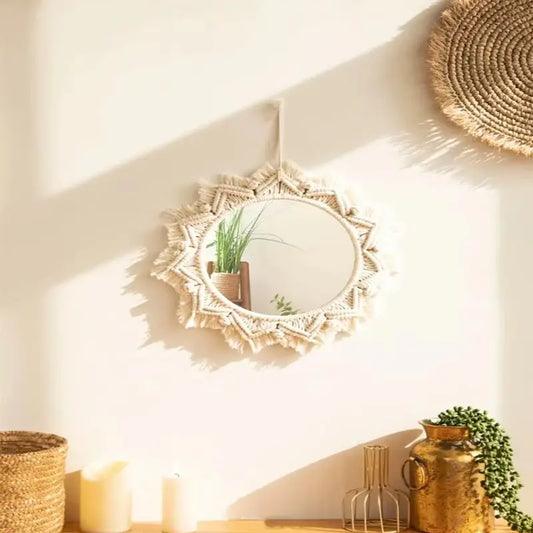 Round Hanging Wall Mirror Decor (1pc)